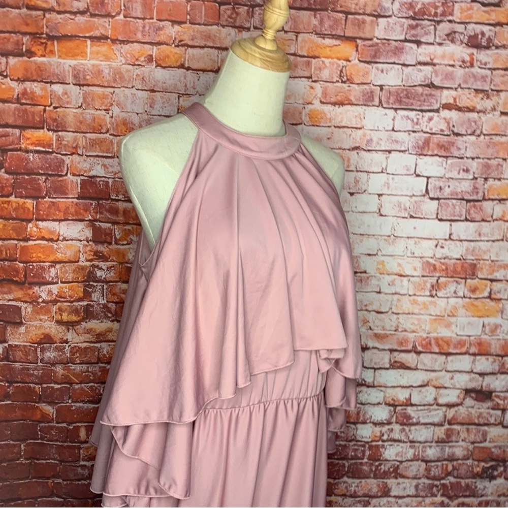 Koh Koh Dusty Rose Sleeveless Halter Maxi Dress - Picture 9 of 16